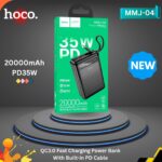 ntroducing the Hoco MMJ-04 20000mAh 35W PD Fast Charging Power Bank designed to keep your devices charged and ready for action.