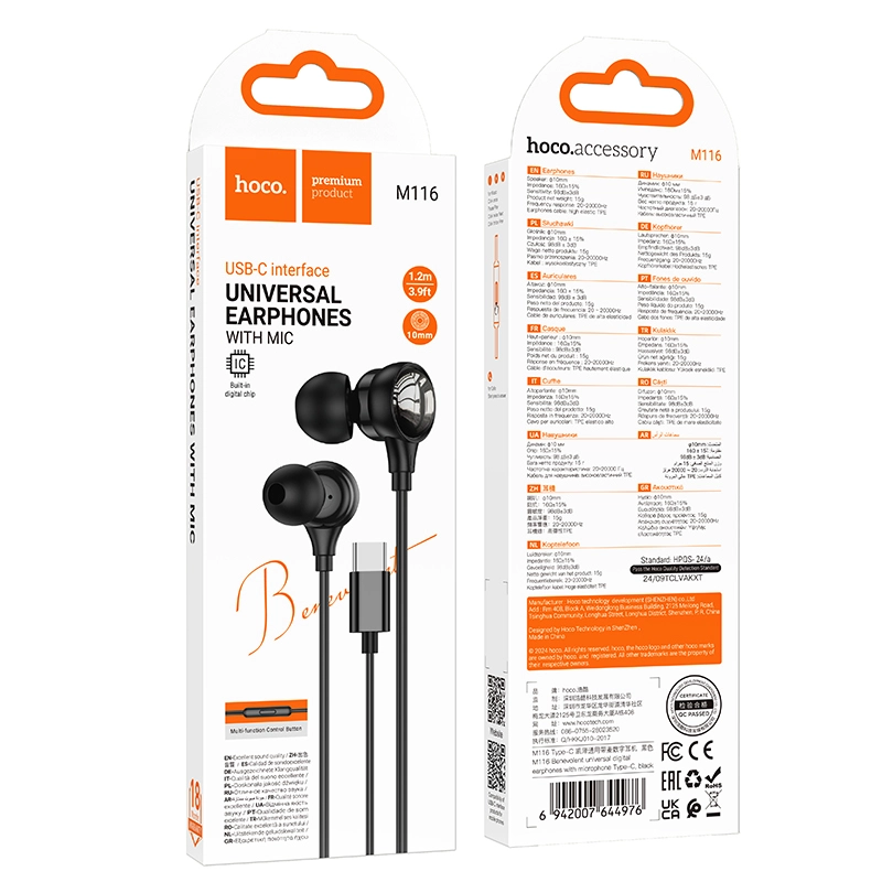 Hoco M116 Type C Earphone